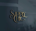 Gold 'Simply Chic' logo on a dark background