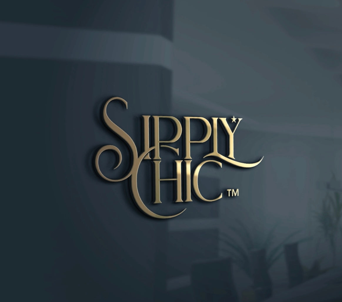 Gold 'Simply Chic' logo on a dark background