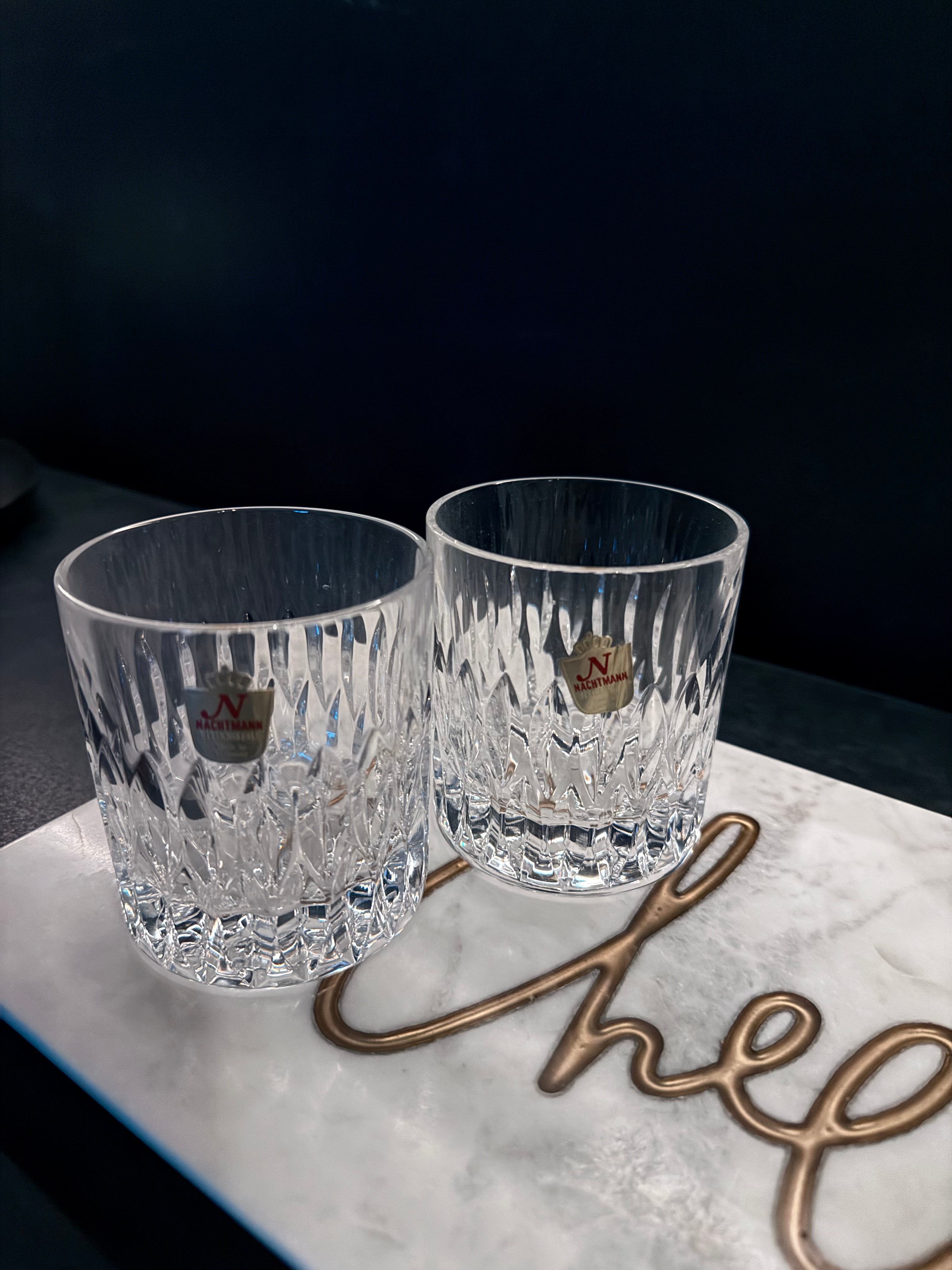 Vintage Cut Crystal Double Old Fashioned Glass Set