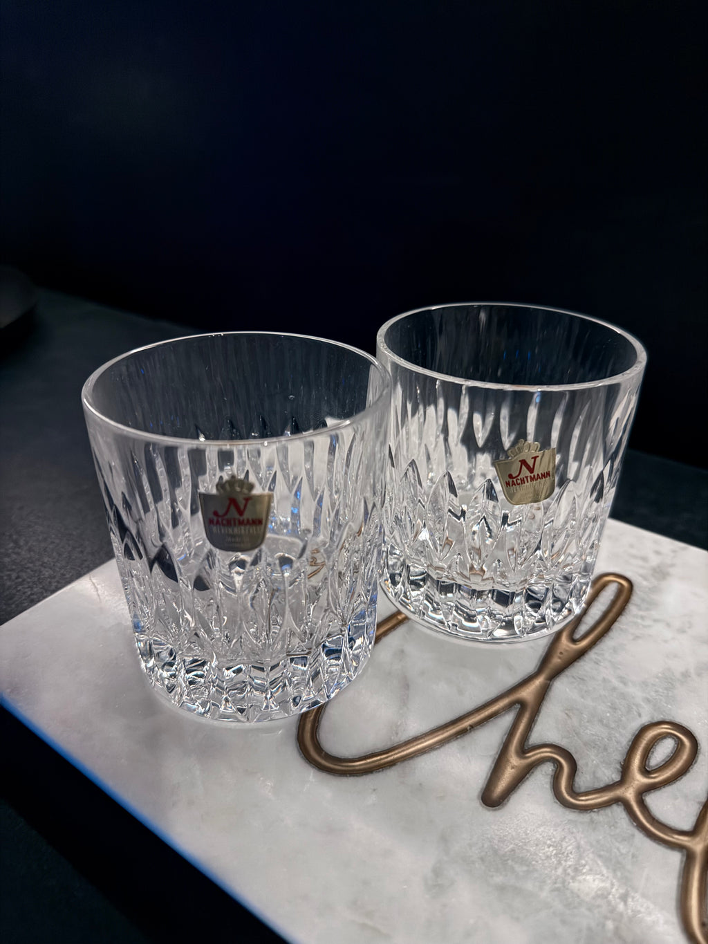 Vintage Cut Crystal Double Old Fashioned Glass Set