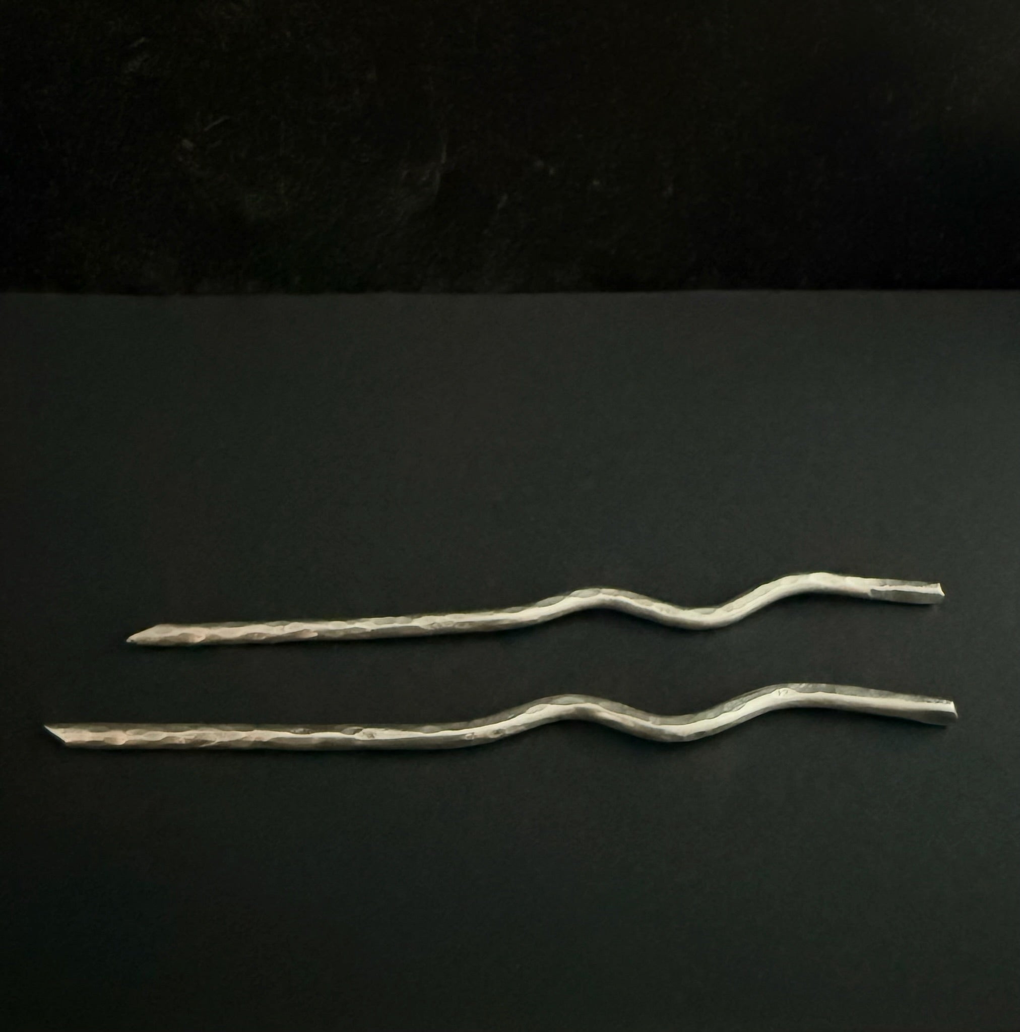 Sterling Silver Hand Forged Wavy Cocktail Picks - Set of 2