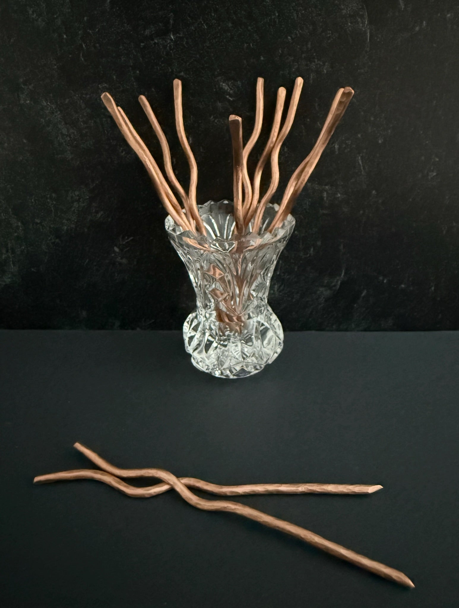 Copper Hand Forged Wavy Cocktail Picks - Set of 2