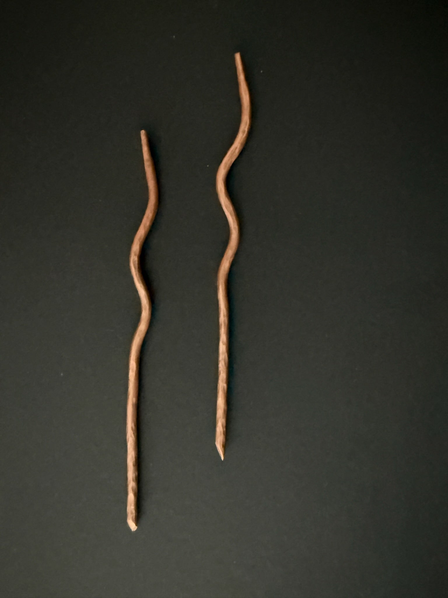 Copper Hand Forged Wavy Cocktail Picks - Set of 2
